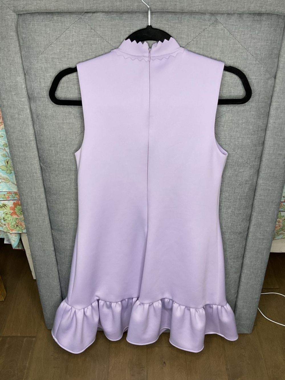 Betsey Johnson Lavender Ruffle Hem Bow Neck Dress Size 2 NWOT - Picture 8 of 10